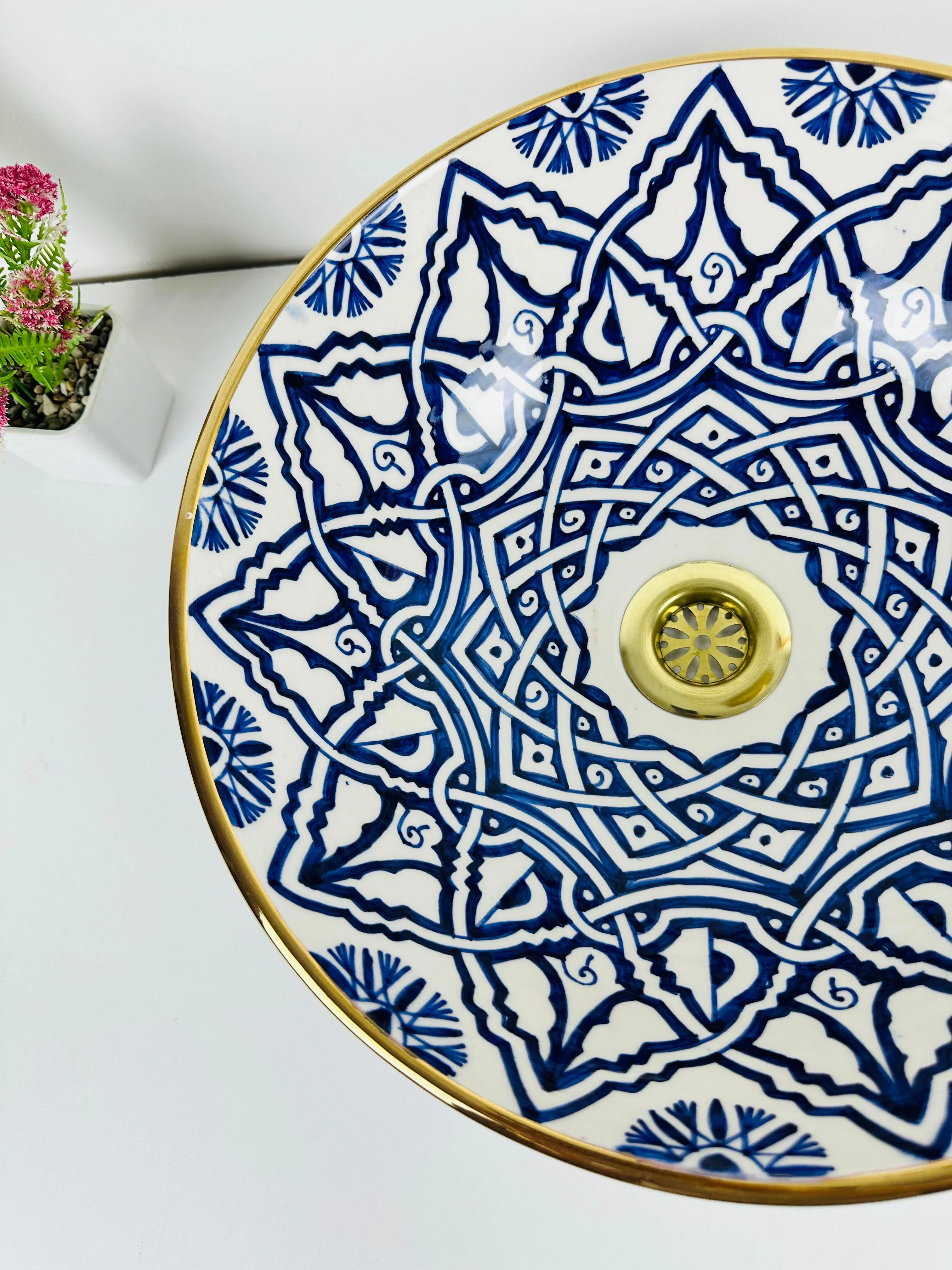 14k rimmed basin for Bathroom - Luxury countertop washbasin blue - Image 5