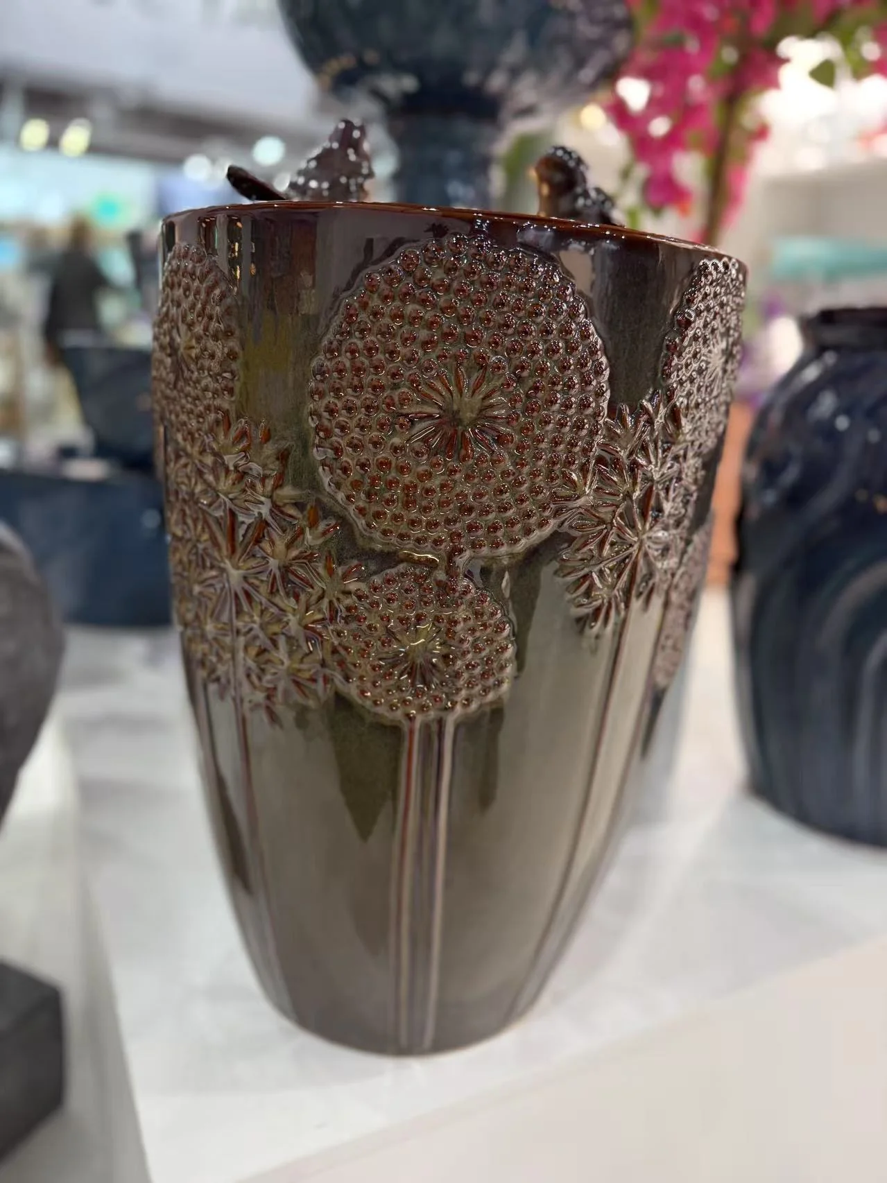 Aguadulce Glazed Ceramic Urn Shaped Fountain with Birds Sublime Colours - Image 5