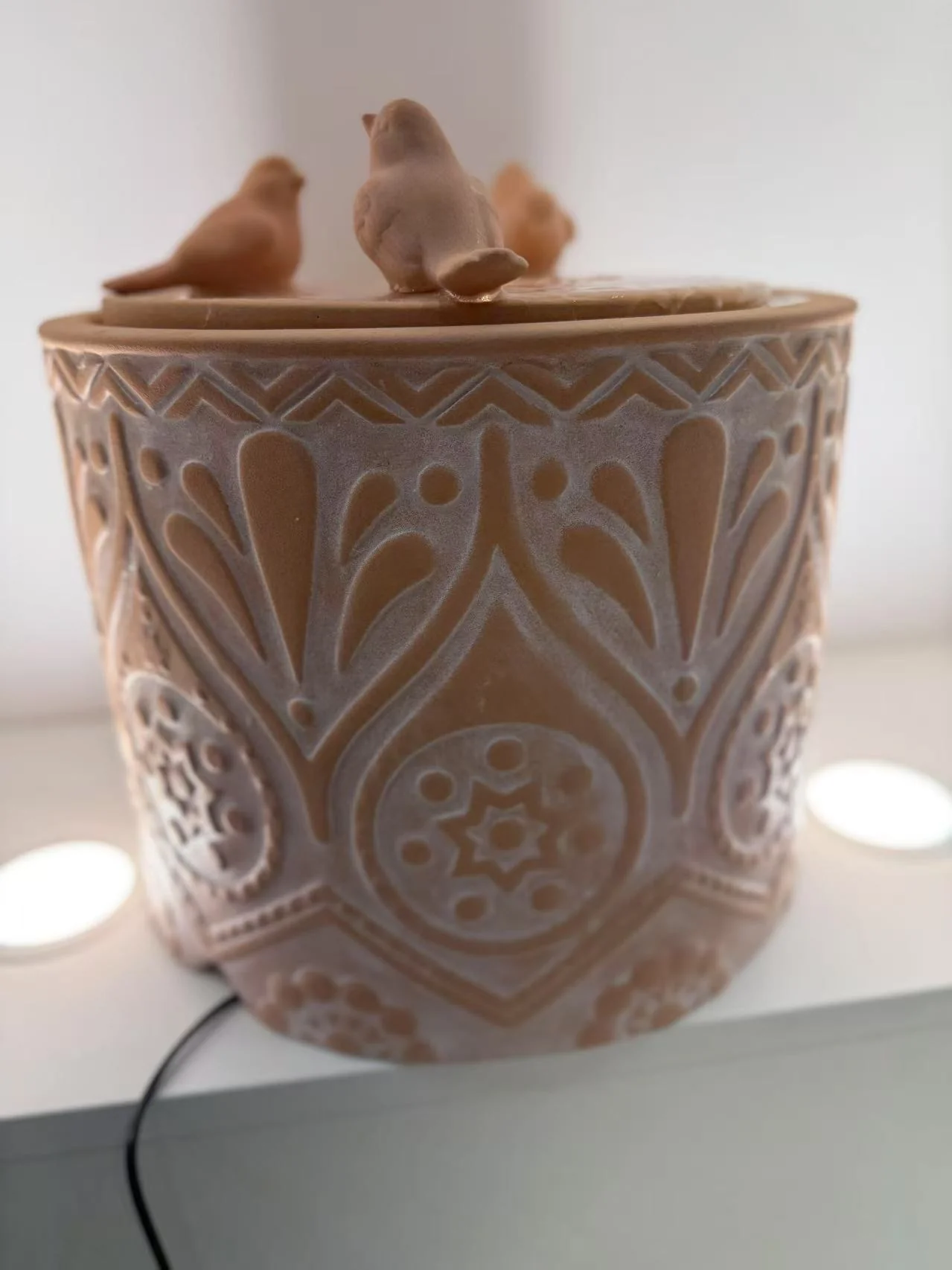 Balanegra Ceramic Water Feature in Clay Terracotta Earthy Colours with 3 Birds - Image 5