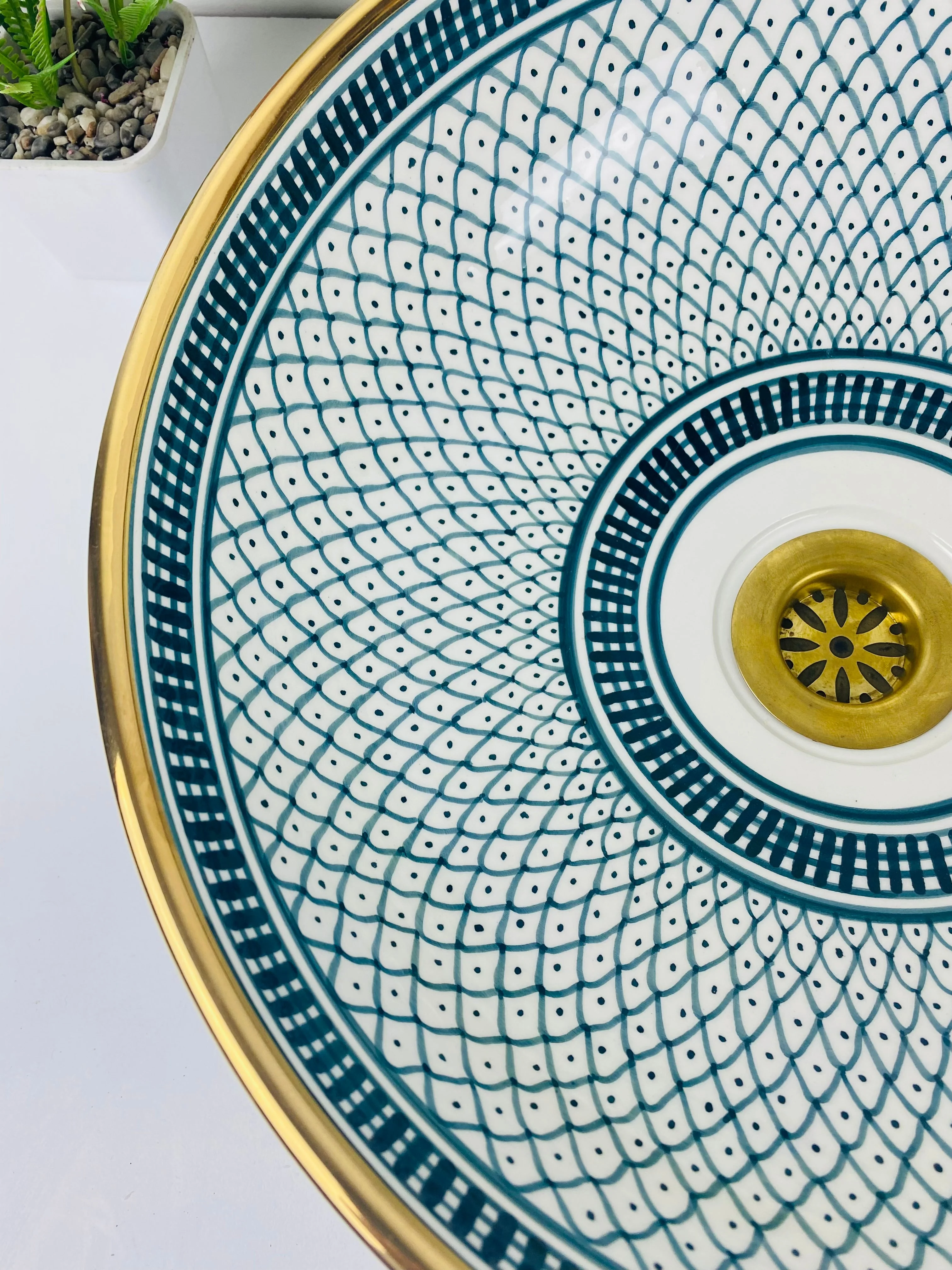 Bathroom Ceramic sink 14K Gold, hand painted bathroom ceramic washbasin, Custom Luxury handmade counter top basin - Image 3