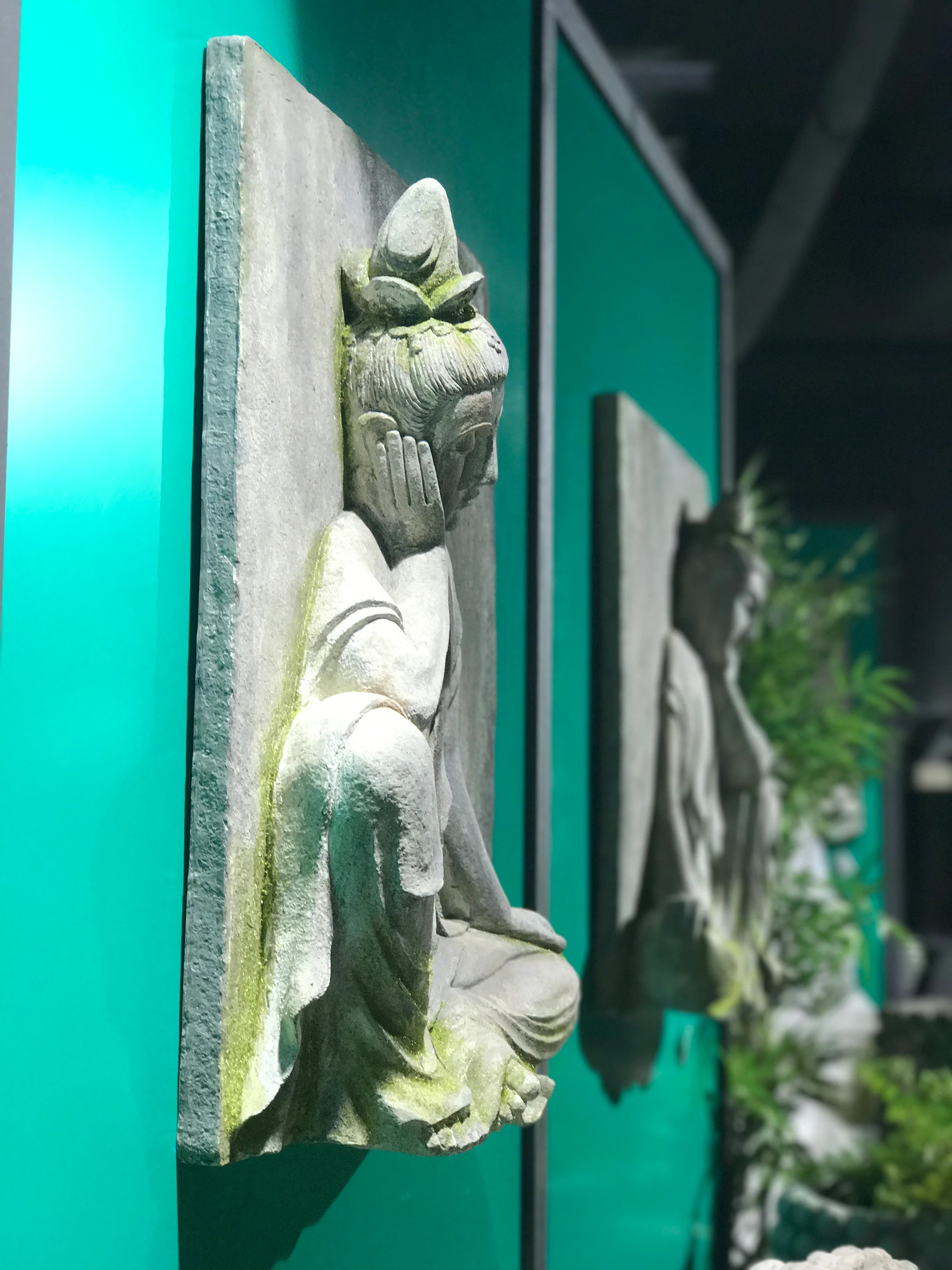 SABIA RECTANGLE BUDDHA WALL PLAQUE, GREY & GREEN, - Image 3