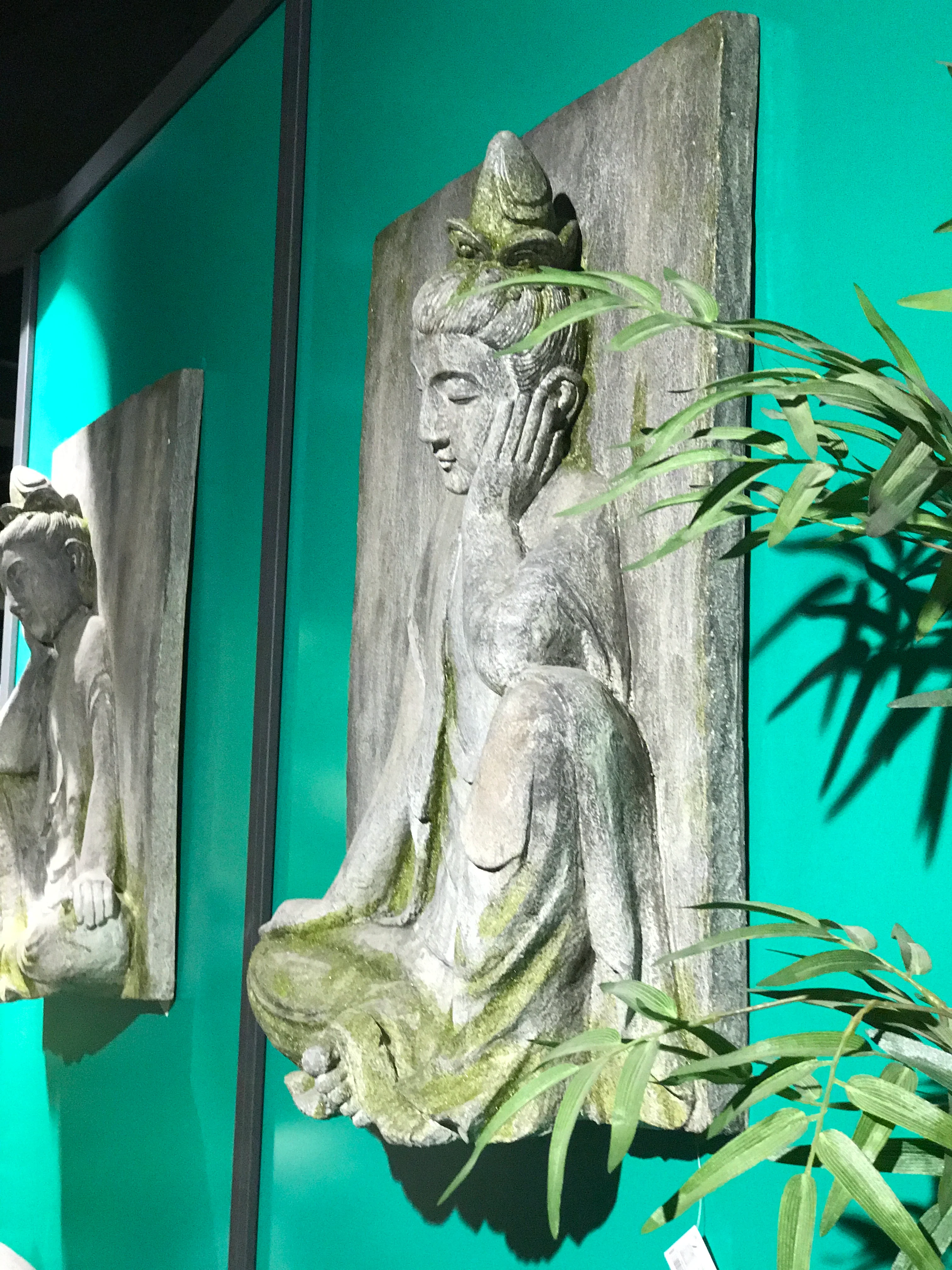 SABIA RECTANGLE BUDDHA WALL PLAQUE, GREY & GREEN, - Image 4