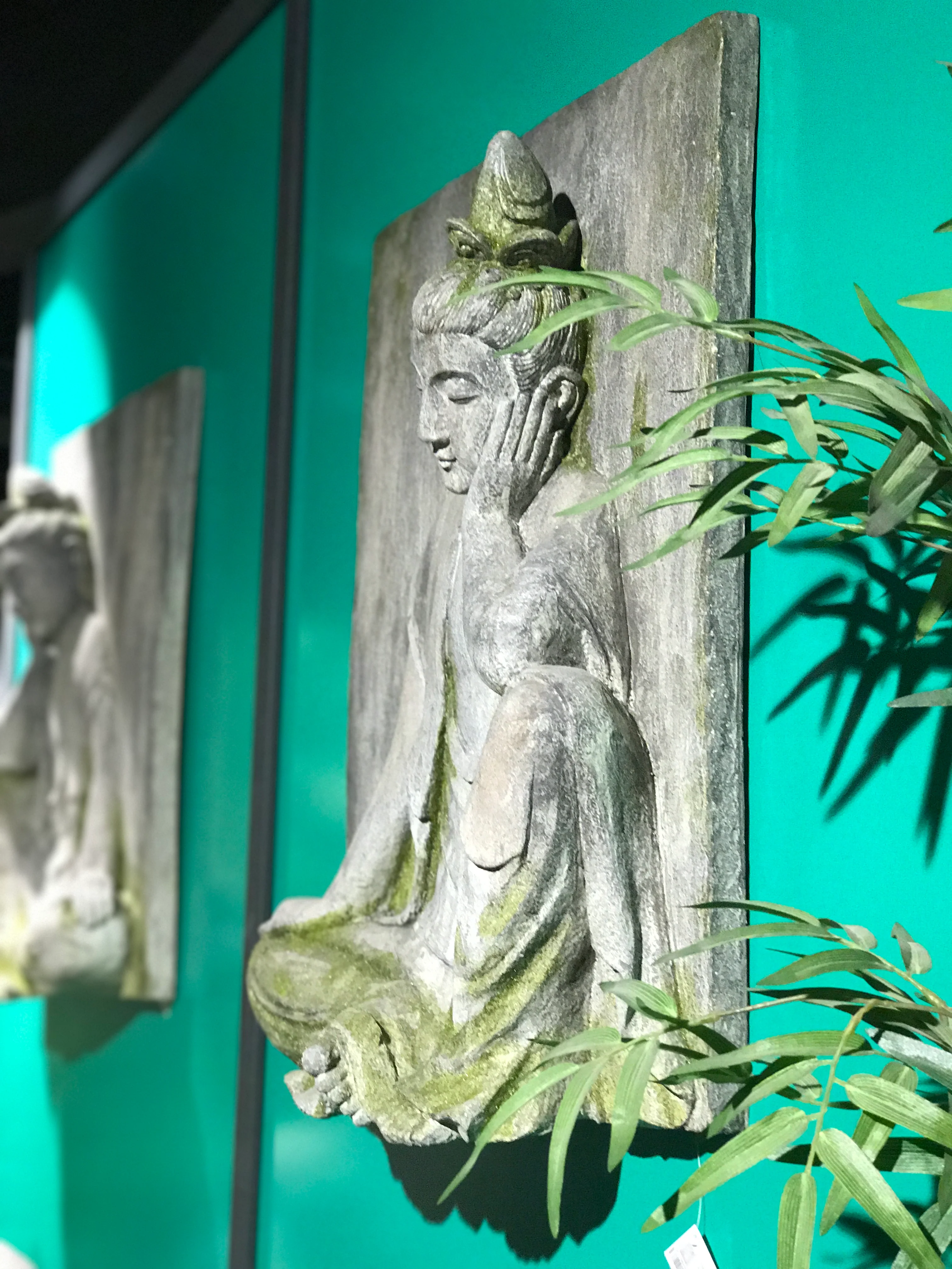 SABIA RECTANGLE BUDDHA WALL PLAQUE, GREY & GREEN, - Image 5