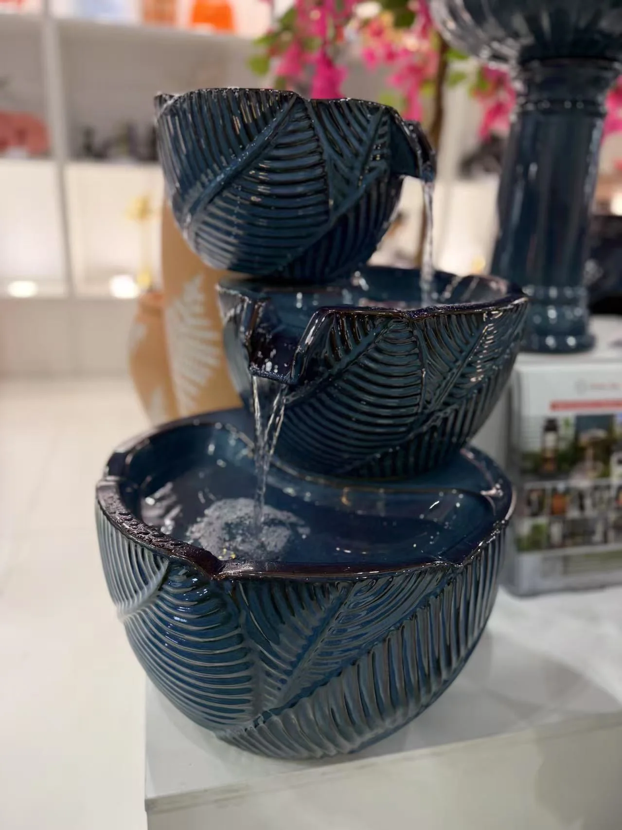 Mirador Glazed Ceramic Fountain Multi Drop Blue Colour - Image 4