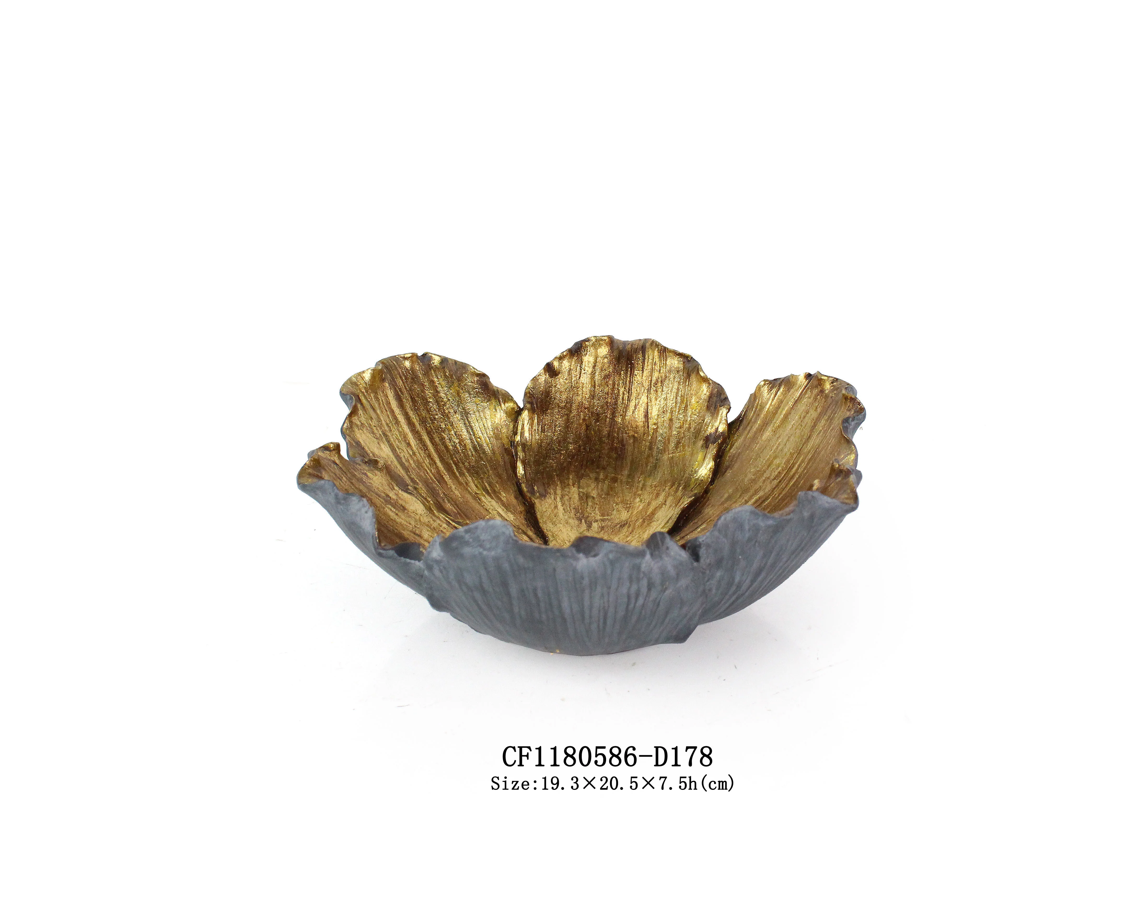 Flower Shaped Set Bowls Black & Gold with Candle Holder - Image 4