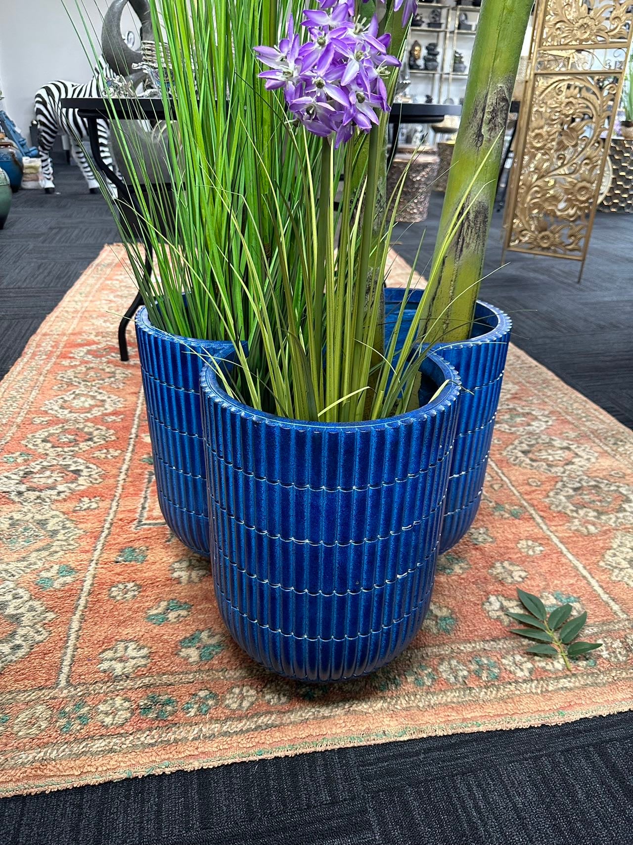 Mediteraneo Italian Blue Ceramic Look Design MGO Planter - Image 3