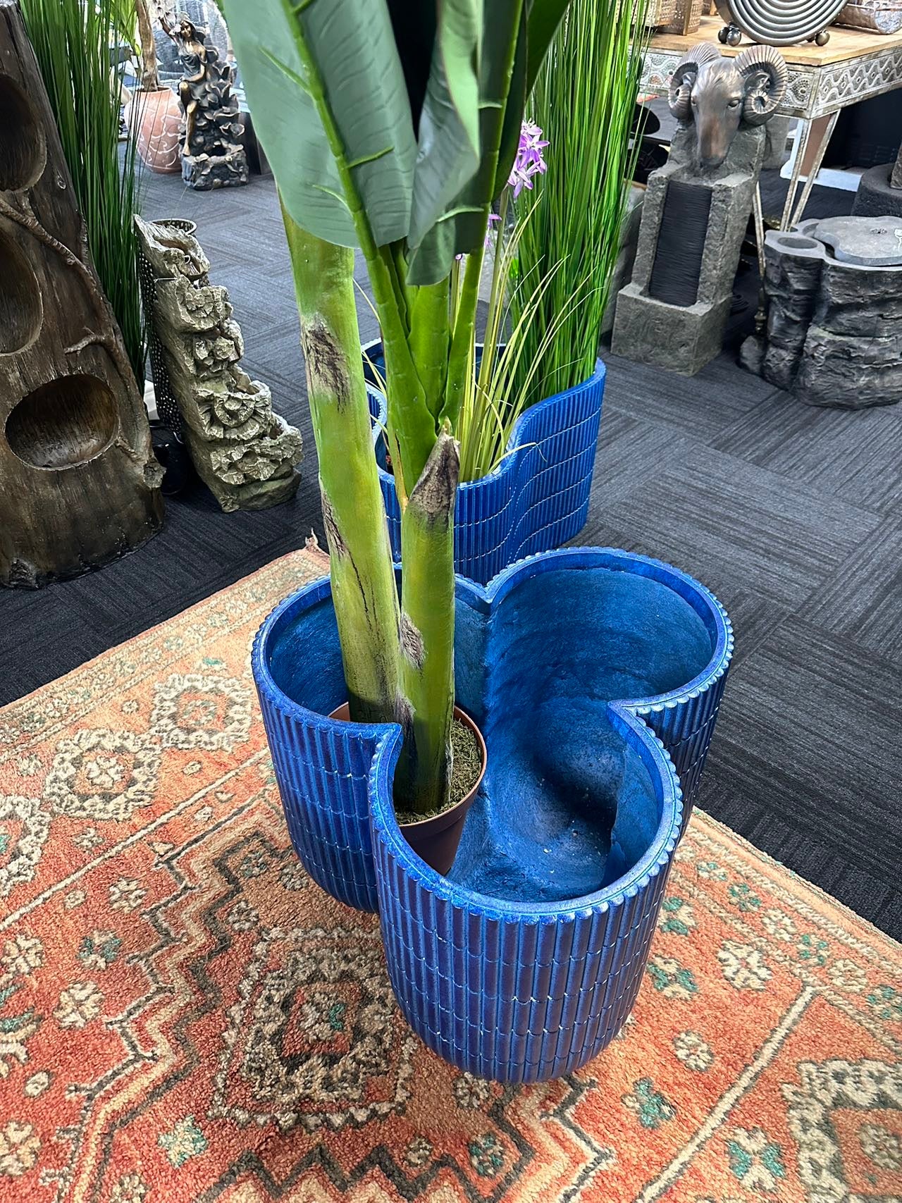 Mediteraneo Italian Blue Ceramic Look Design MGO Planter - Image 4