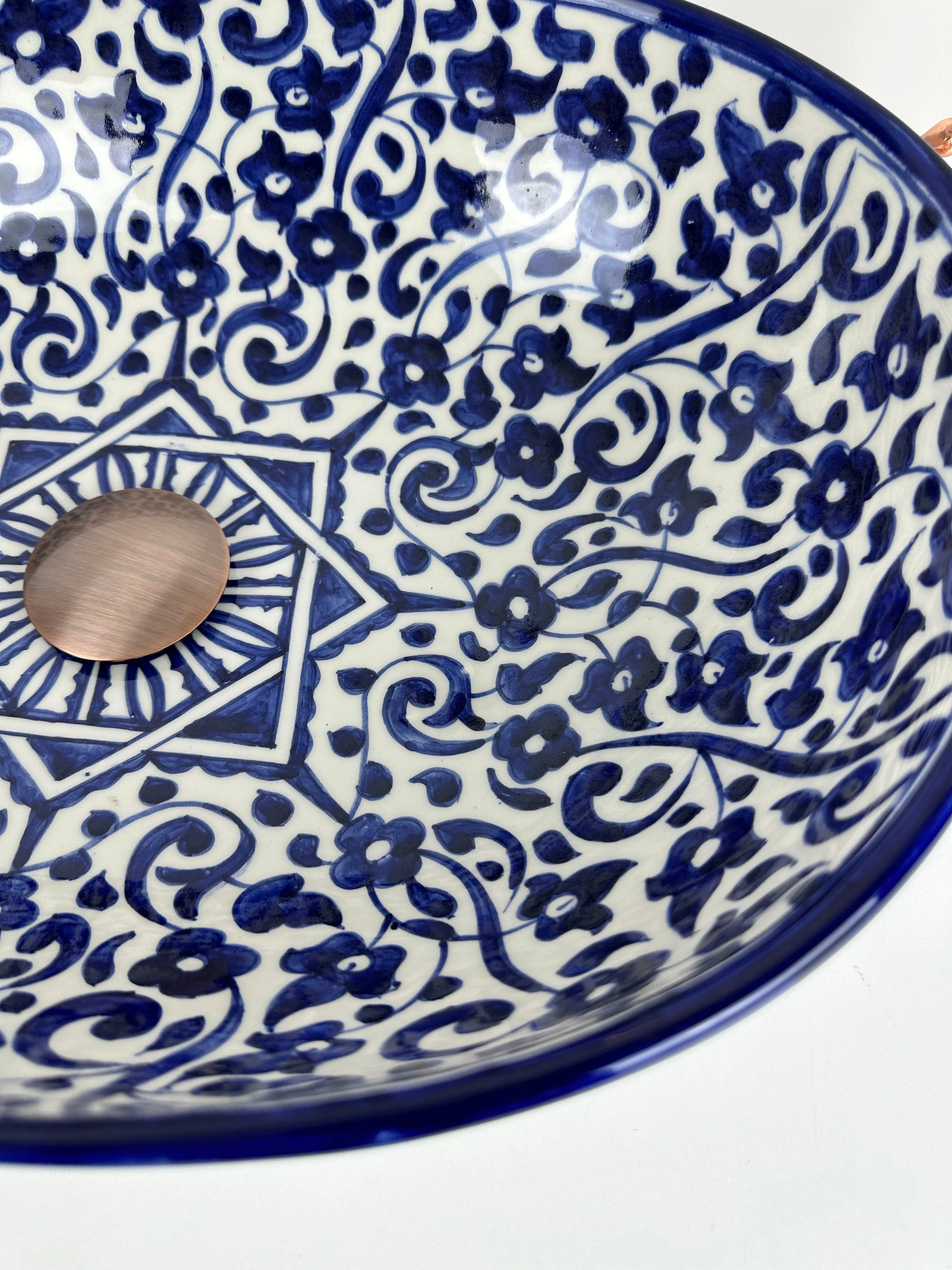 Mid century modern oval blue sink flower - farmehouse bathroom vessel washbasin ovel - Image 3