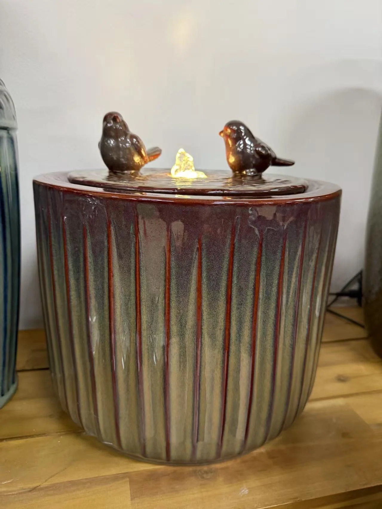 Mojonera Glazed Ceramic Unique Colours Fountain with Birds - Image 3