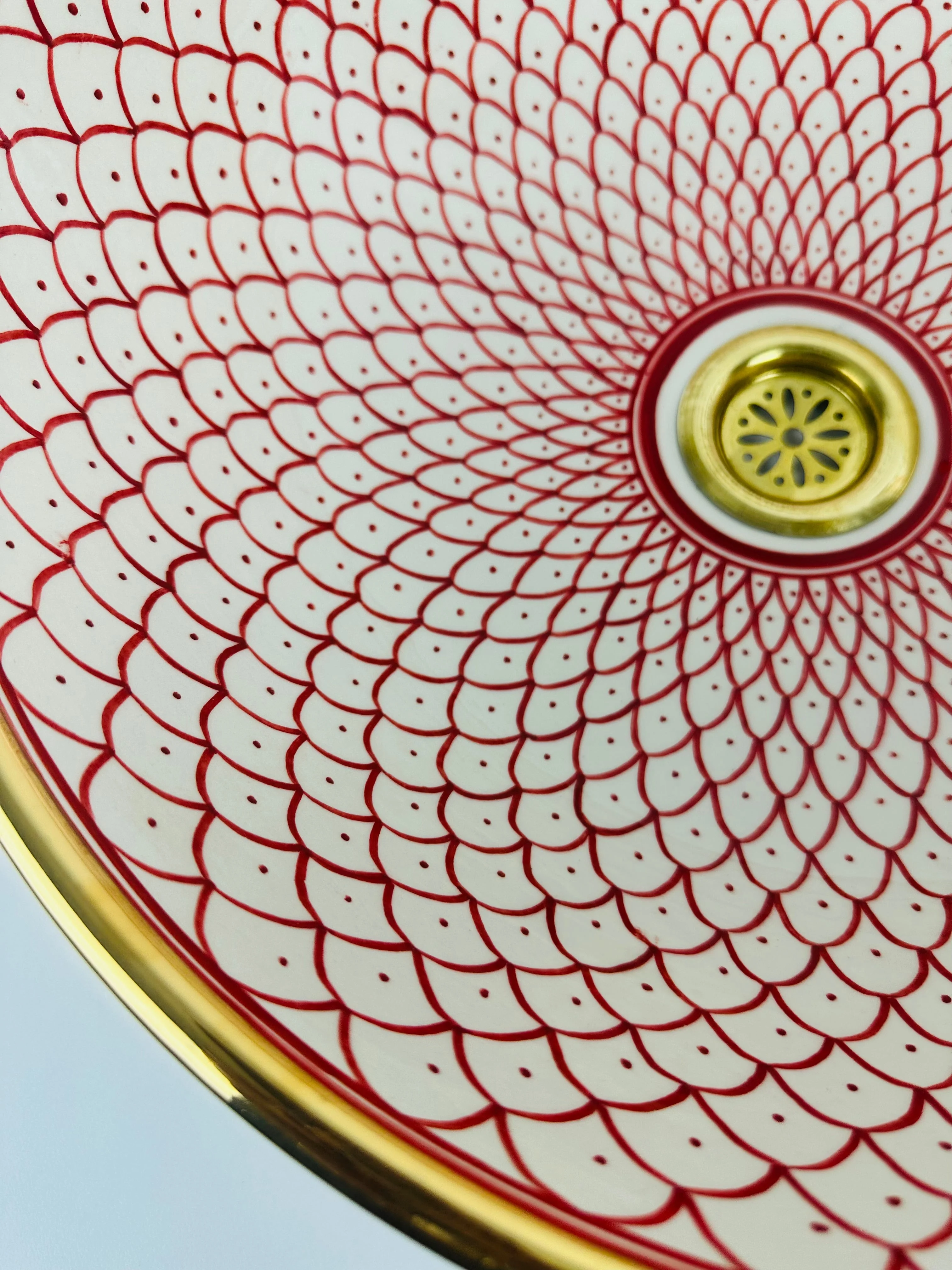 Pink 14 Karat Gold rimmed ceramic sink - handcrafted bathroom vessel - rose lavatory modern bowl washbasin - Image 6